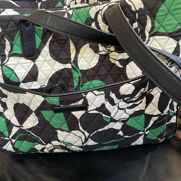 Vera Bradley Imperial Rose Commuter Tote Bag  Faux Leather Trim  + make up bag - Picture 5 of 14